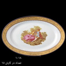 چینی پردیس کاشان لمونژ طلایی دیس بزرگ بیضی1018-354
